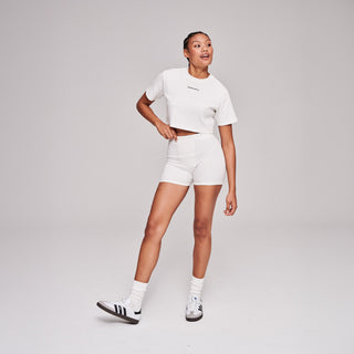 Bundle Off White Biker Short + Crop Tee