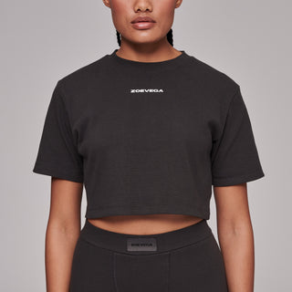 Bundle Anthrazit Biker Short + Crop Tee